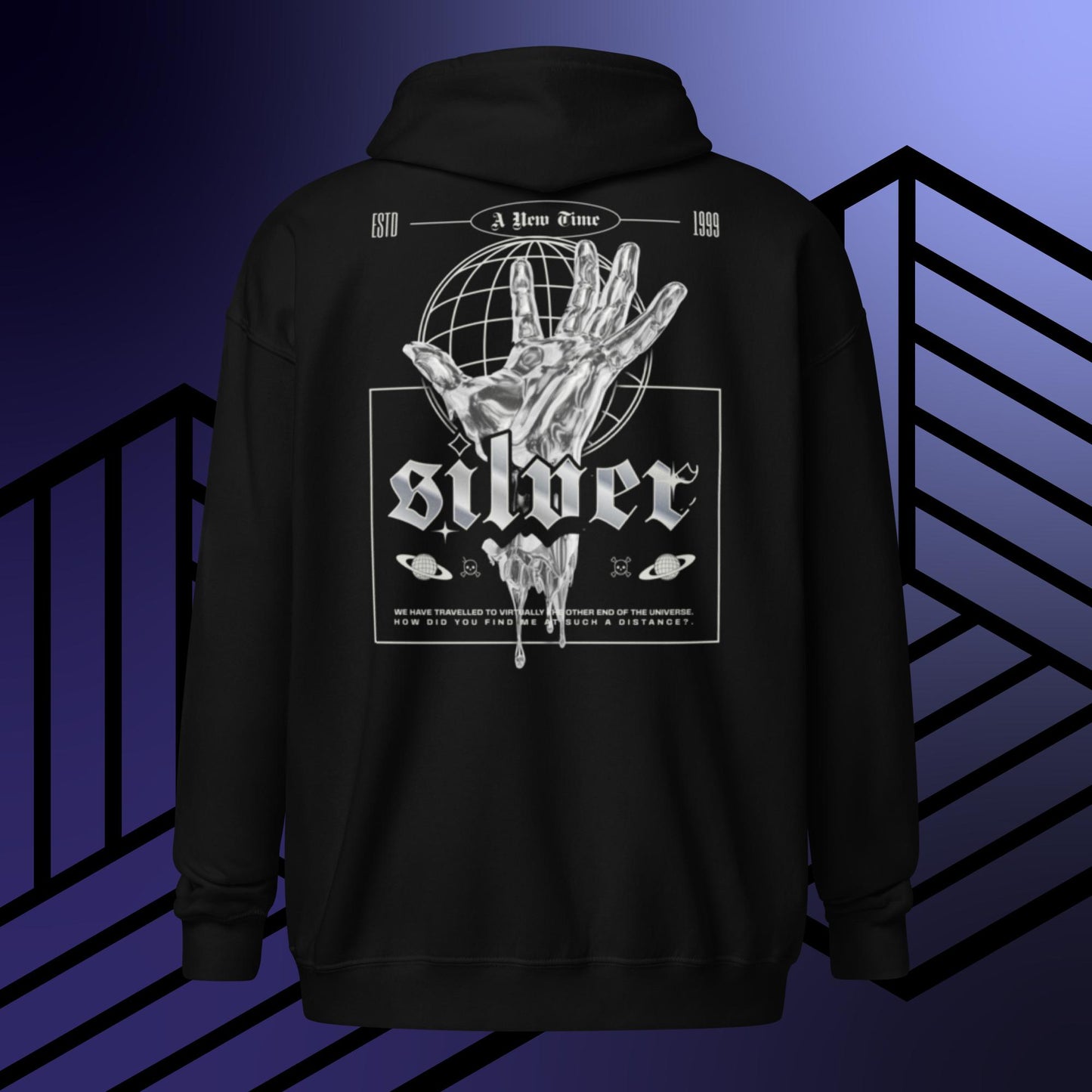 Silver Zip Up Hoodie