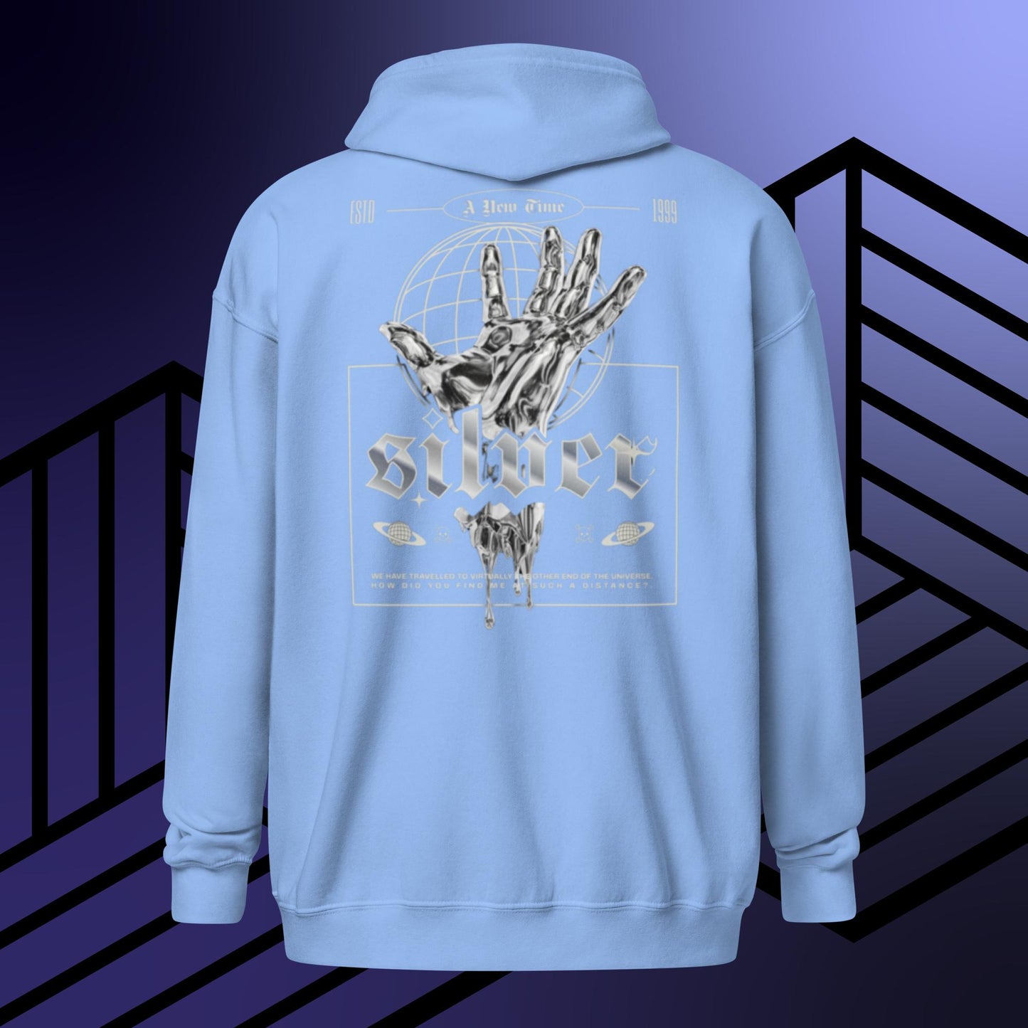 Silver Zip Up Hoodie
