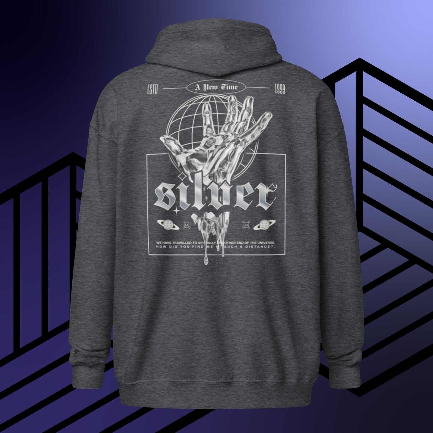 Silver Zip Up Hoodie