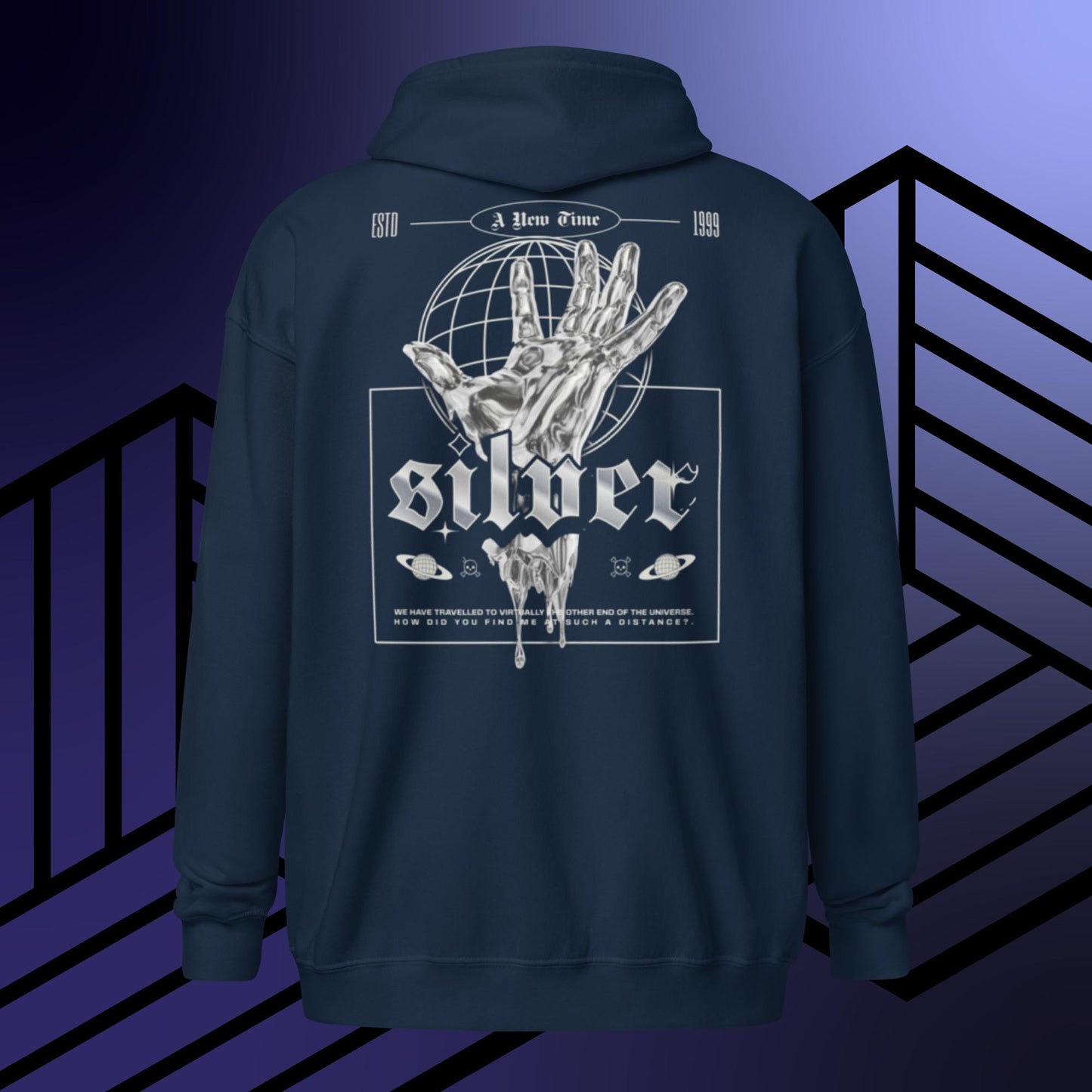 Silver Zip Up Hoodie