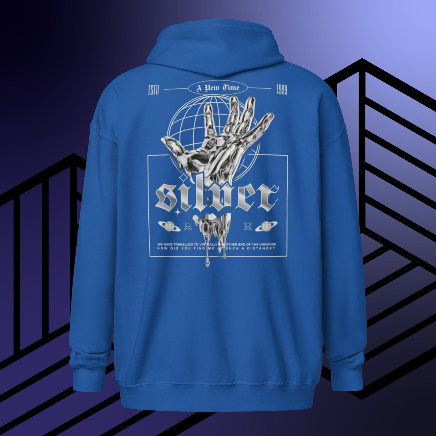 Silver Zip Up Hoodie