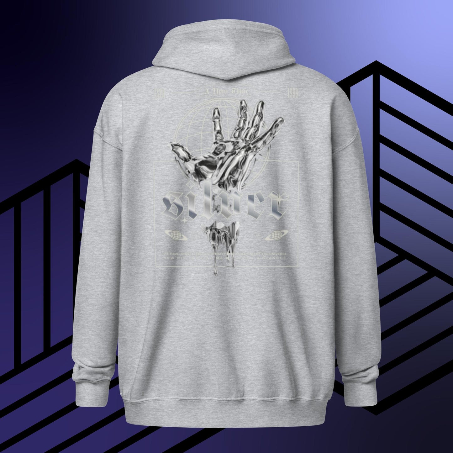 Silver Zip Up Hoodie